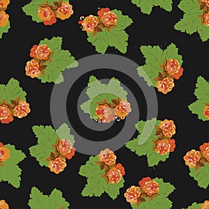 Cloudberry seamless vector pattern on a dark background