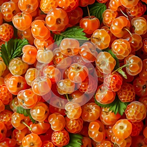 Cloudberry texture background, rubus chamaemorus pattern, nordic berry, bakeapple, knotberry banner photo