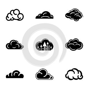 Cloudiness icons set, simple style