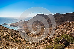 Cloudless skies at Cabo del Gato, Almeria, Spain photo