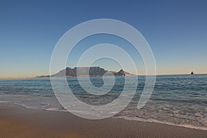 Cloudless and windless sunset day overlooking Table Mountain