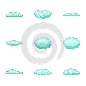 Cloudlet icons set, cartoon style