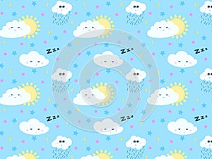 Nice pattern with cute clouds and sun