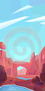 Low poly ravine river