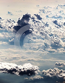 Clouds from above, altocumulus, meteorology photo