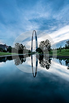 Clouds Above Gateway Arch and Reflection