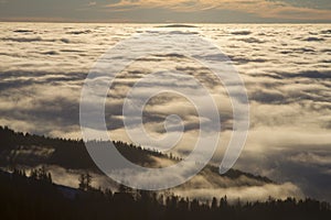 Clouds above mountains