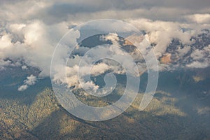 Clouds above the mountains at evening