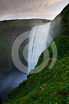 Clouds above Skogafoss waterfall, South Iceland