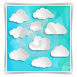 Clouds on the Abstract Blue Triangular Polygonal backgrou