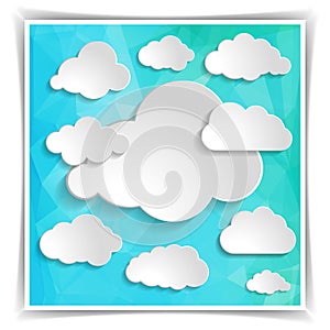 Clouds on the Abstract Blue Triangular Polygonal backgrou