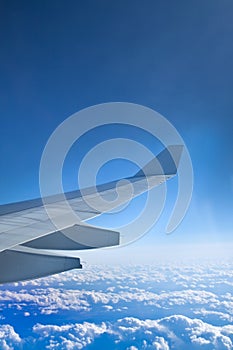 Clouds in the aircraft's porthole