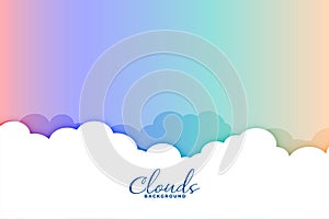 Clouds background with colorful rainbow sky design