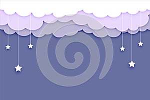 clouds background with stars and text soace