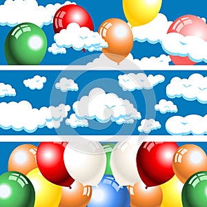 Clouds and balloons banners