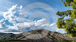 clouds in bare mountains