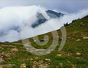 Clouds blanketing the Lewis Range from Haystack Butte, Highline Trail, Glacier National Park, Montana photo