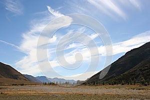 Clouds in blue sky, Arthur's Pass, New Zealand