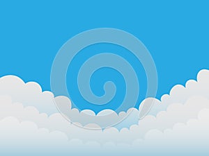 Clouds on a blue sky background. Good weather. Flat design. Vector illustration