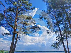 Clouds blue sky fishing early in the morning