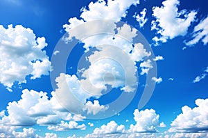 Clouds on a blue sky, nature cloudy background with copyspace. photo