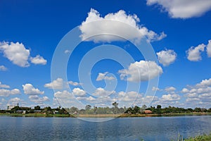 Clouds in blue sky over on park