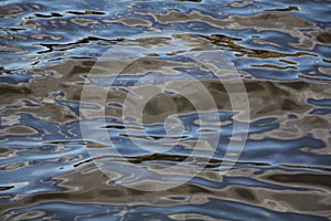 Clouds and blue sky reflected in the water