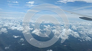 Clouds on blue sky top view, background wallpaper, landscape