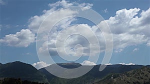 Clouds changing on mountains and hills