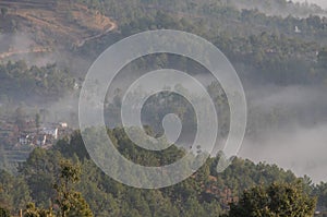 Clouds climbing the mountains at Kausani, India