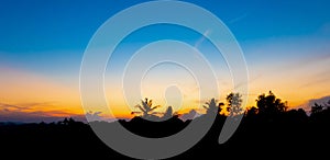 Clouds and colorful  sky, mountain with sunset.Abstract background photo