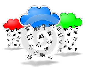 Clouds computing competition concept illustration