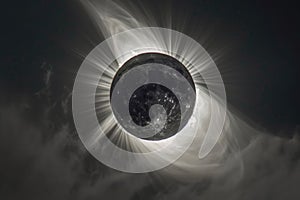 Partial Solar Eclipse Cloudy Sky