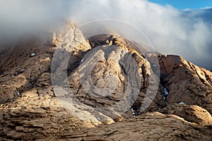 Clouds in desert mountains