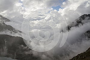 Clouds drift in the Urner Alps