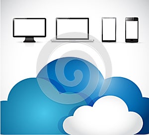 Clouds and electronics. illustration design