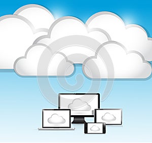 Clouds and electronics illustration