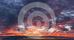 Clouds on fire, panorama format