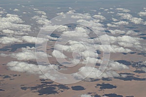Clouds float above the Gobi Desert in China