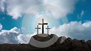 clouds float on the background of the Cross on Easter Day