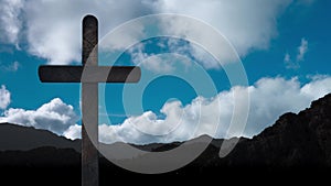 clouds float on the background of the Cross on Easter Day