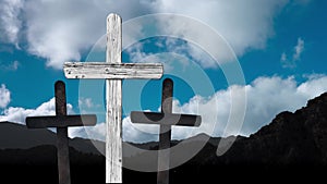 clouds float on the background of the Cross on Easter Day