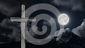 a clouds float on the background of the Cross on Easter Day