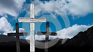 a clouds float on the background of the Cross on Easter Day