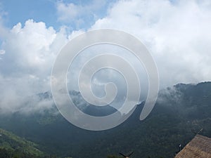 clouds float high through the gorge