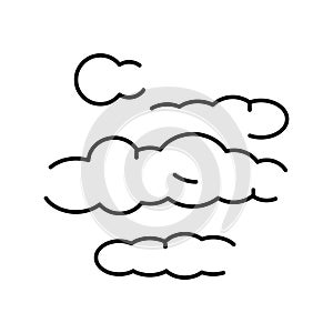 Clouds floating in sky drawing line art icon