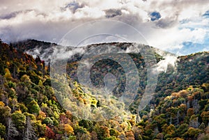 Clouds, Fog, and Autumn Color in the Mountains NC