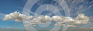 Clouds formation with feathered streaks panorama