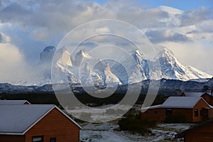 Clouds and glacier at Torres Del Paine in Patagonia Chile