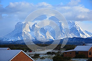 Clouds and glacier at Torres Del Paine in Patagonia Chile